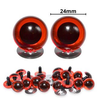 24mm Transparent Amber Crystal Eyes with Metal Backs