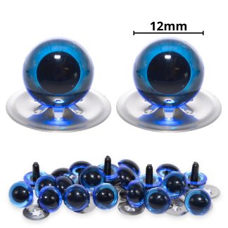 12mm Transparent Blue Crystal Eyes with Metal Backs