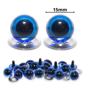 15mm Transparent Blue Crystal Eyes with Metal Backs