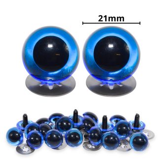 21mm Transparent Blue Crystal Eyes with Metal Backs
