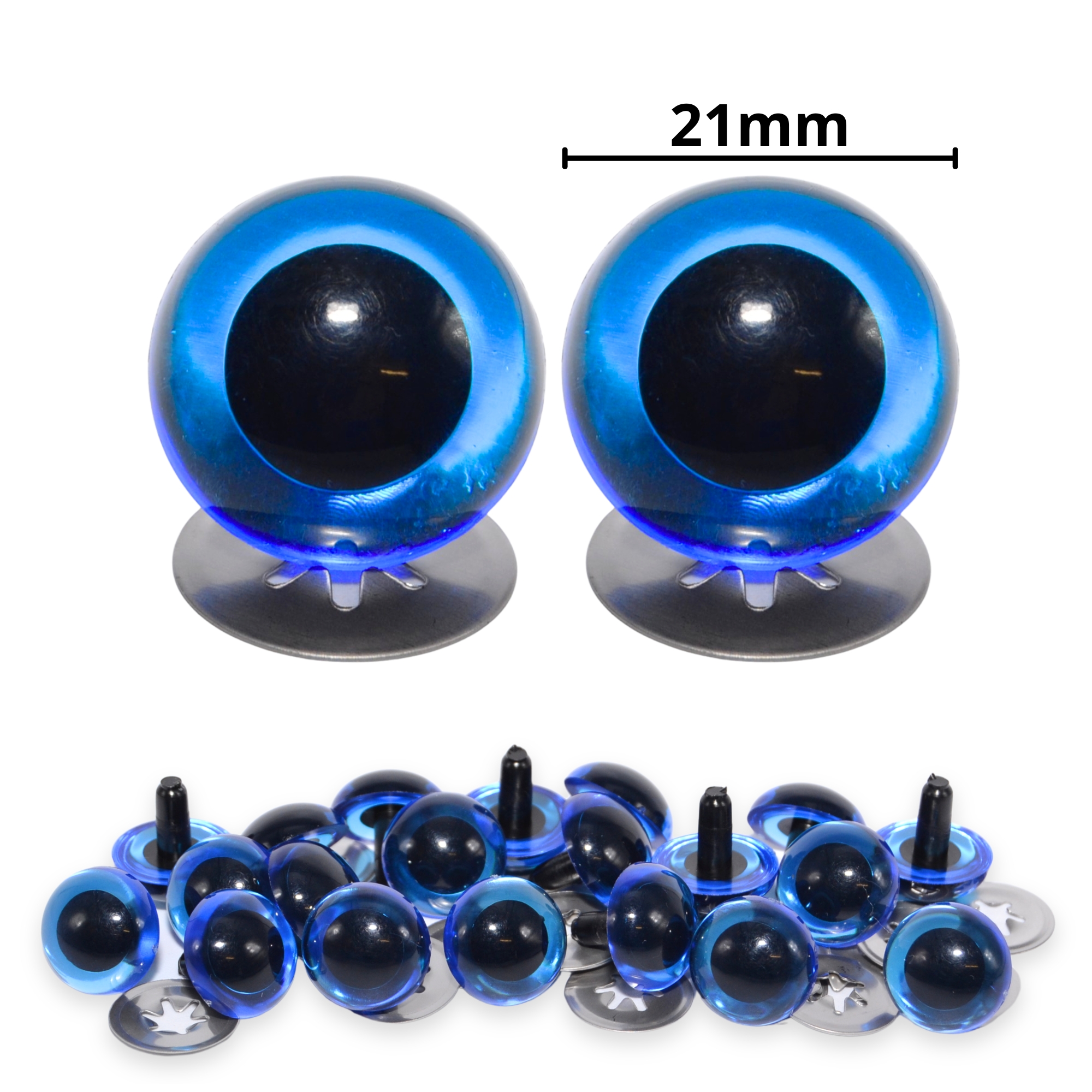 21mm Transparent Blue Crystal Eyes with Metal Backs
