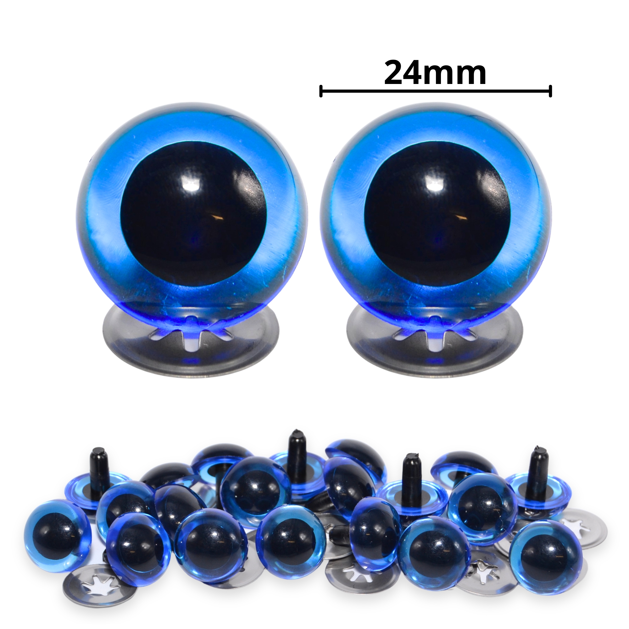 24mm Transparent Blue Crystal Eyes with Metal Backs