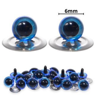 6mm Transparent Blue Crystal Eyes with Metal Backs