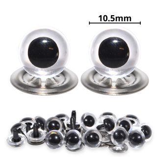 10.5mm Transparent Clear Crystal Eyes with Metal Backs