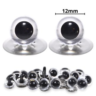 12mm Transparent Clear Crystal Eyes with Metal Backs