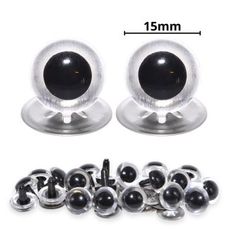 15mm Transparent Clear Crystal Eyes with Metal Backs