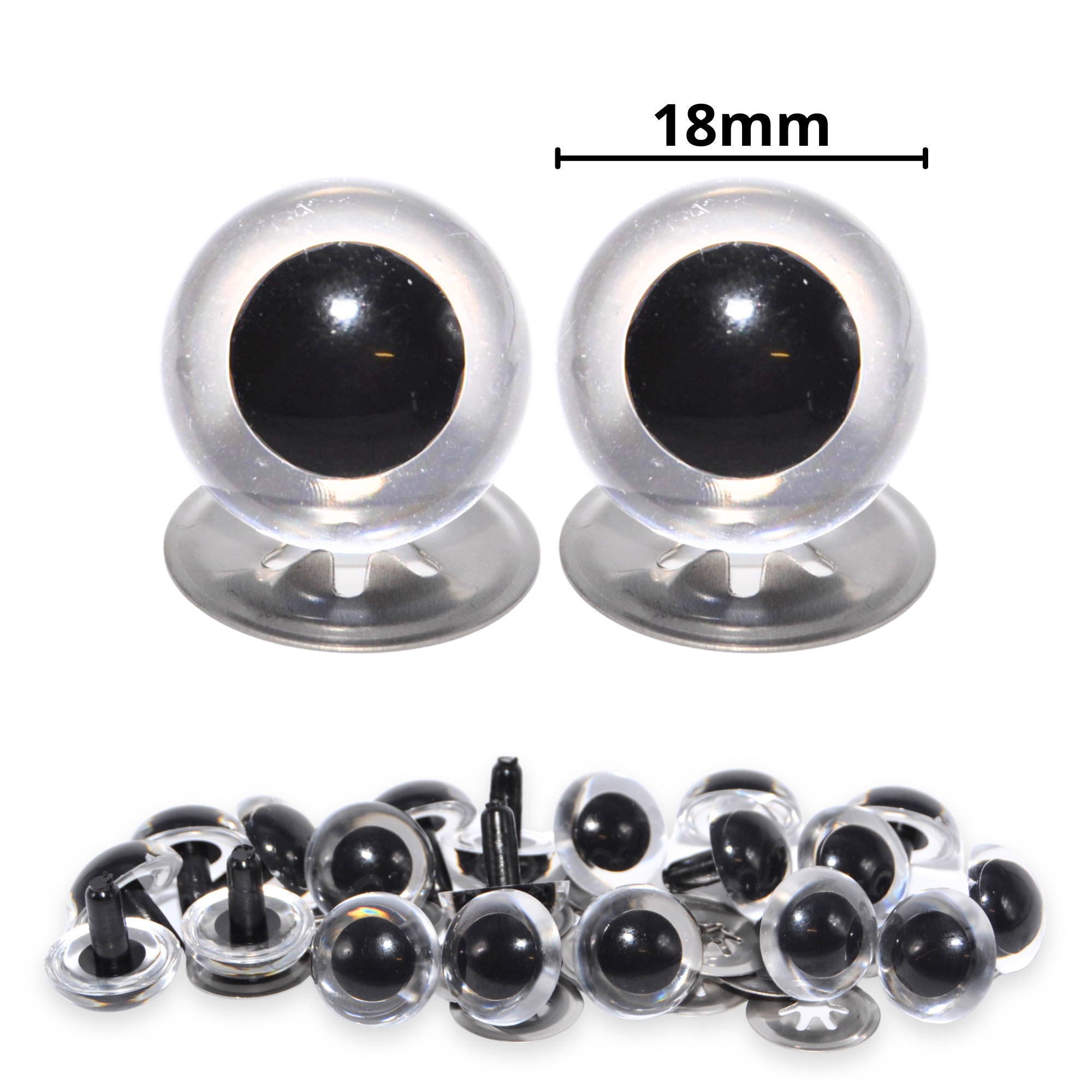 18mm Transparent Clear Crystal Eyes with Metal Backs