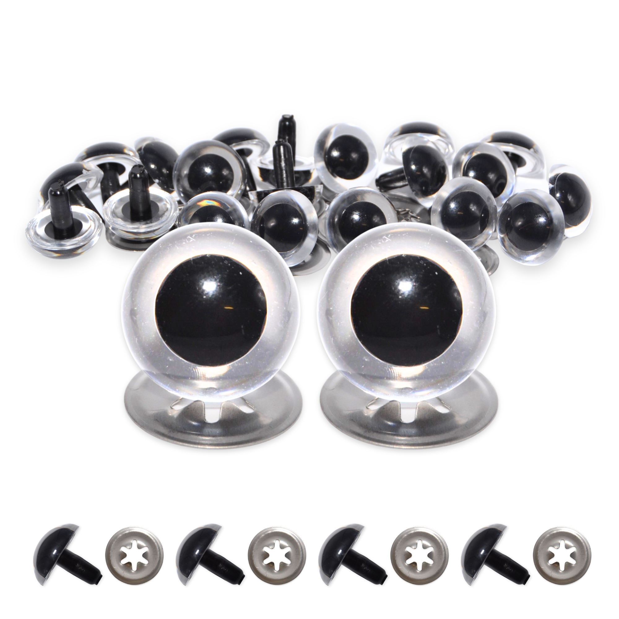 10.5mm Transparent Clear Crystal Eyes with Metal Backs - Image 2