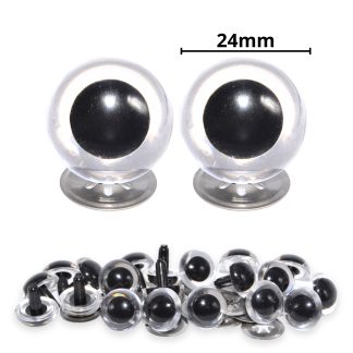 24mm Transparent Clear Crystal Eyes with Metal Backs