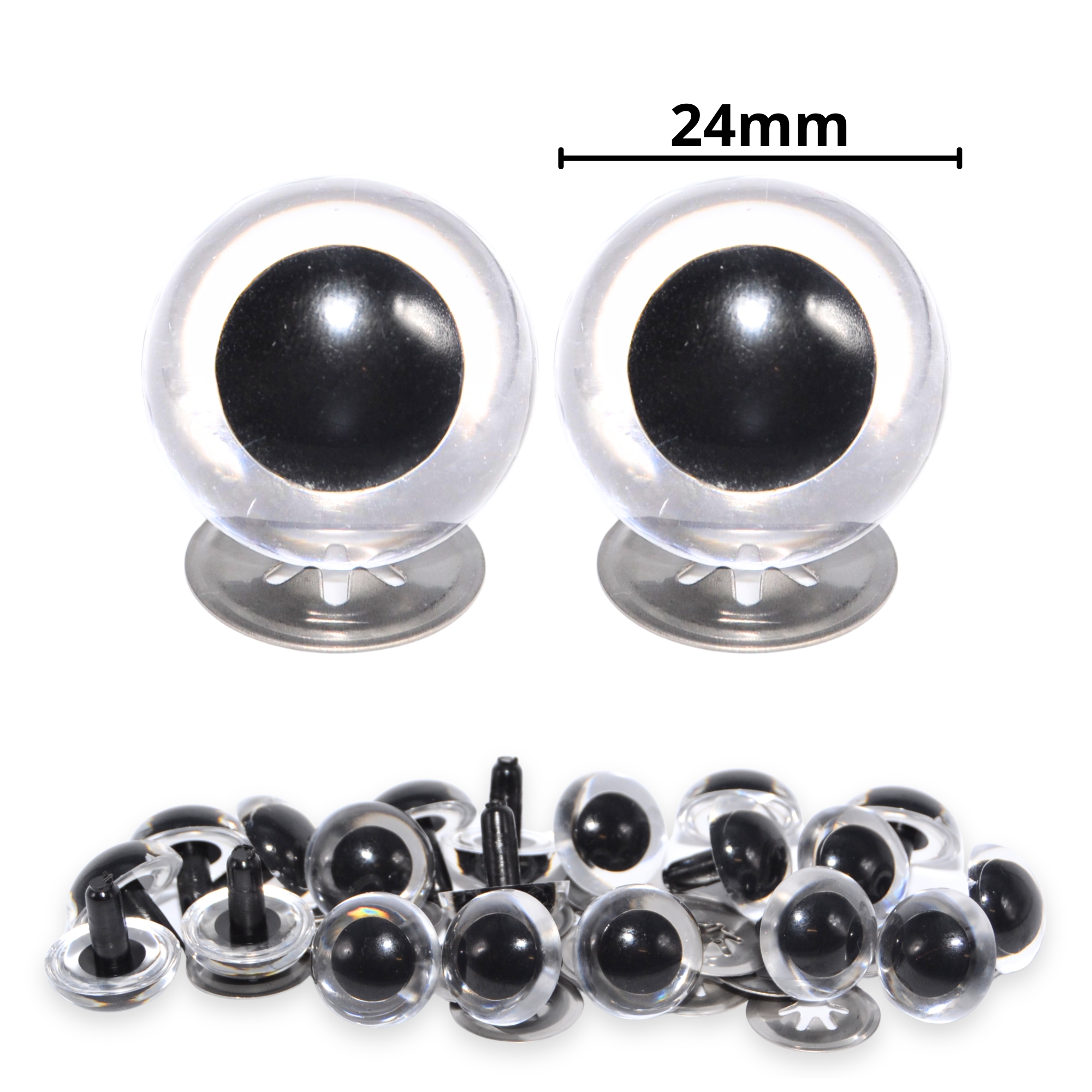 24mm Transparent Clear Crystal Eyes with Metal Backs