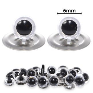 6mm Transparent Clear Crystal Eyes with Metal Backs