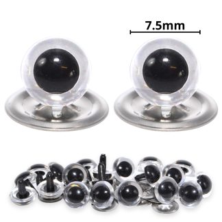 7.5mm Transparent Clear Crystal Eyes with Metal Backs