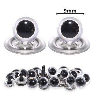 9mm Transparent Clear Crystal Eyes with Metal Backs