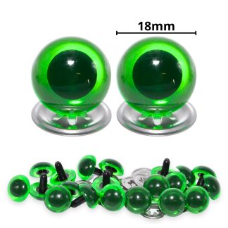18mm Transparent N. Green Crystal Eyes with Metal Backs