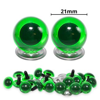 21mm Transparent N. Green Crystal Eyes with Metal Backs
