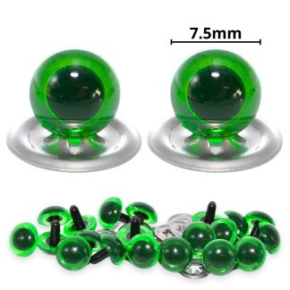 7.5mm Transparent N. Green Crystal Eyes with Metal Backs