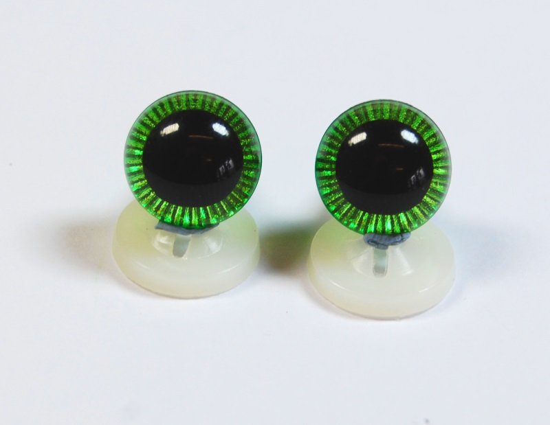 Pack of 1 Pair 12mm Green Owl Eyes With Plastic Backs CelloExpress