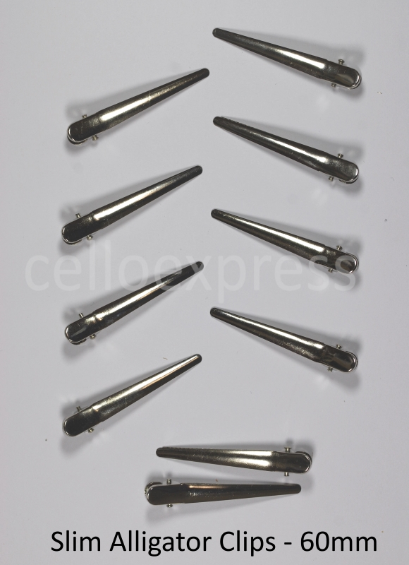 Pack of 10 - SILVER - 60mm Silver Slim Tip Alligator Hair Clips