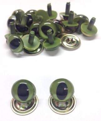 Pack of 10 Pairs - 9mm Green Cat Crystal Eyes with Metal Backs