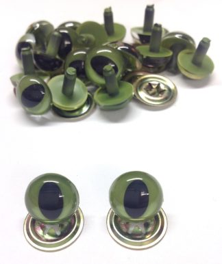 Pack of 10 Pairs - 10.5mm Green Cat Crystal Eyes with Metal Backs