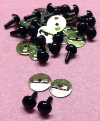 Pack of 10 Pairs - 5mm Solid Black Eyes with Metal Backs