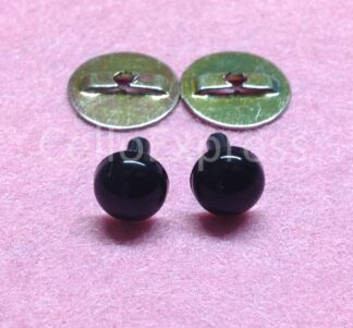 Pack of 1 Pairs - 5mm Solid Black Eyes with Metal Backs