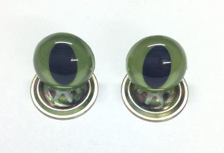 Pack of 1 Pair - 10.5mm Green Cat Crystal Eyes with Metal Backs