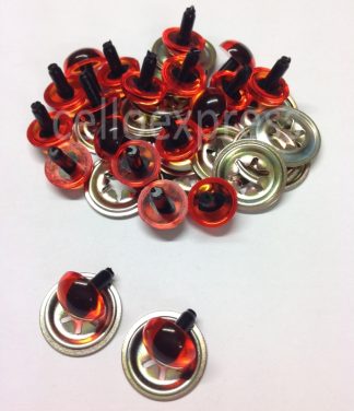 Pack of 10 Pairs - 10.5mm Amber Cats Eyes With Metal Backs