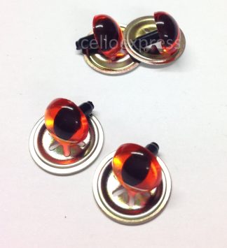 Pack of 2 Pairs - 15mm Amber Cats Crystal Eyes with Metal Backs