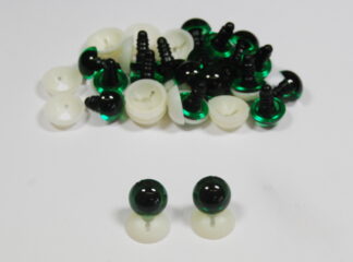 Pack of 10 Pairs - 9mm GREEN Transparent Eyes with Plastic Backs