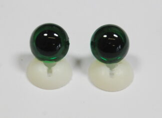 Pack of 1 Pair - 9mm GREEN Transparent Eyes with Plastic Backs