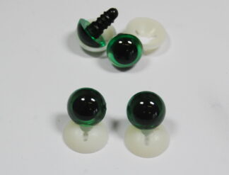 Pack of 2 Pairs - 12mm GREEN Transparent Eyes with Plastic Backs