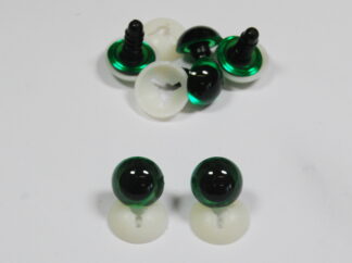 Pack of 3 Pairs - 12mm GREEN Transparent Eyes with Plastic Backs