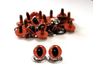 Pack of 10 Pairs - 10.5mm Orange Cat Crystal Eyes with Metal Backs
