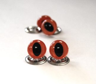 Pack of 2 Pairs - 7.5mm Orange Cat Crystal Eyes with Metal Backs
