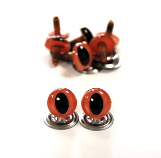 Pack of 3 Pairs - 24mm Orange Cat Crystal Eyes with Metal Backs