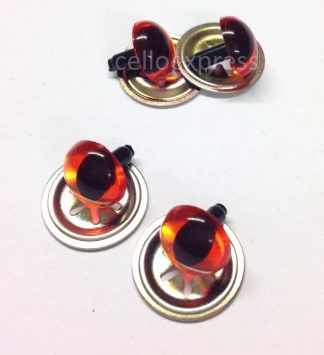 Pack of 2 Pairs - 7.5mm Amber Cats Crystal Eyes with Metal Backs