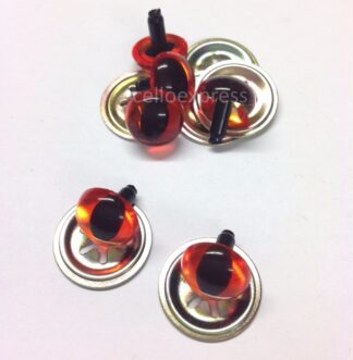 Pack of 3 Pairs - 7.5mm Amber Cats Crystal Eyes with Metal Backs