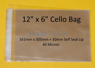 12 x 6 Cello Bags - 161mmx305mm