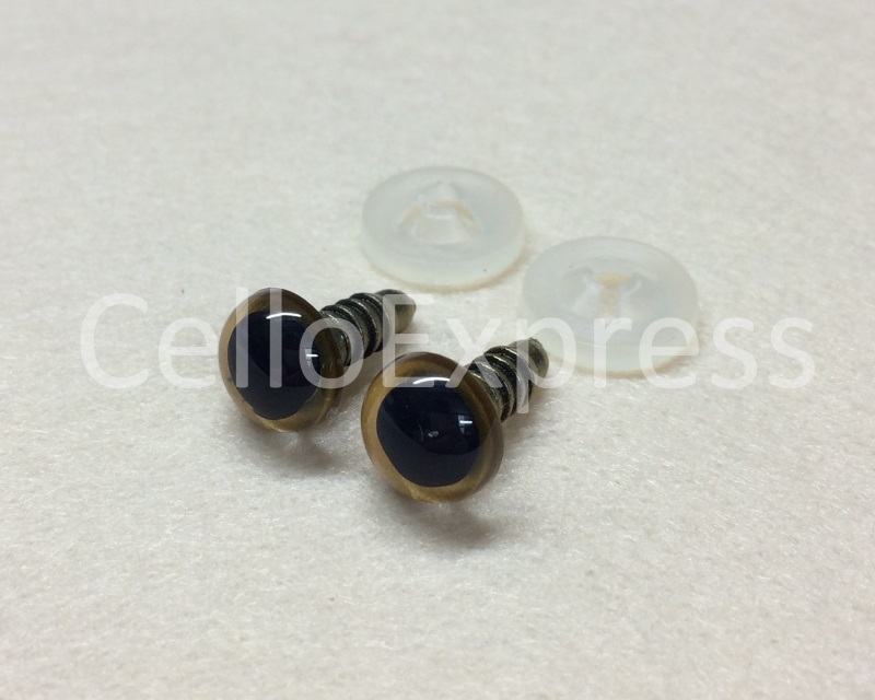 Pack of 1 Pair - 18mm Gold Glass Like Eyes with Plastic Backs