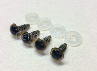 Pack of 2 Pairs - 18mm Gold Glass Like Eyes with Plastic Backs