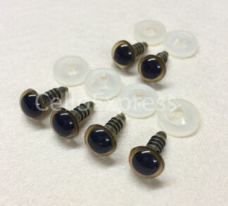 Pack of 3 Pairs - 10mm Gold Glass Like Eyes with Plastic Backs