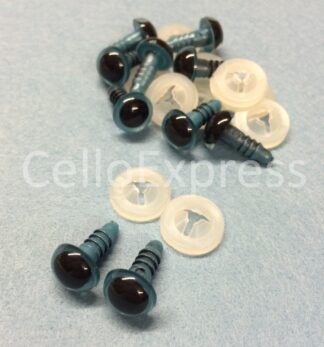 Pack of 5 Pairs - 15mm Blue Glass Like Eyes with Plastic Backs
