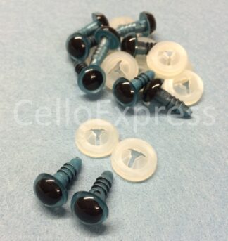 Pack of 5 Pairs - 18mm Blue Glass Like Eyes with Plastic Backs