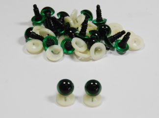 Pack of 10 Pairs - 18mm GREEN Transparent Eyes with Plastic Backs