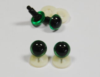 Pack of 2 Pairs - 18mm GREEN Transparent Eyes with Plastic Backs