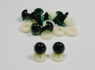 Pack of 4 Pairs - 15mm GREEN Transparent Eyes with Plastic Backs