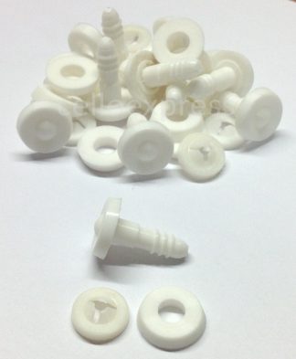 Pack of 10 - 15mm Thick White Soft Toy Joints - 3 Part Joint Set