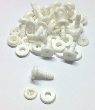 Pack of 20 - 15mm Thick White Soft Toy Joints - 3 Part Joint Set