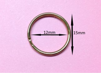 Pack of 10 - GOLD - 15mm Round - Double Loop Split Ring for Keyrings